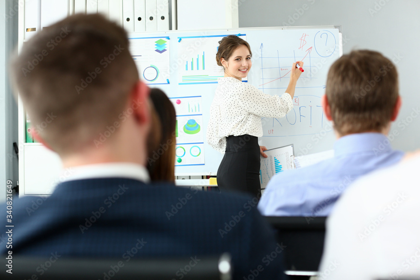 In a management course, the best strategy for profit optimization is explained on the whiteboard